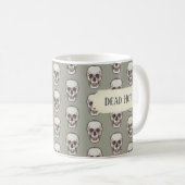 Funny Skull Dead Hot Gothic Gray Pixel Art Pattern Kaffeetasse (VorderseiteRechts)