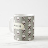Funny Skull Dead Hot Gothic Gray Pixel Art Pattern Kaffeetasse (Vorderseite Links)