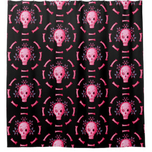 Funny Skull Design - Pink Skull mit Happy Worm Duschvorhang
