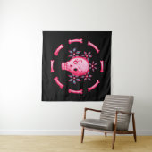 Funny Skull Design - Pink Skull mit Happy Worm Wandteppich (Beispiel (Horizontal))