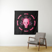 Funny Skull Design - Pink Skull mit Happy Worm Wandteppich (Beispiel)