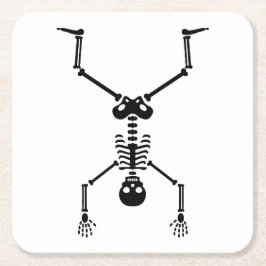 Funny skull doing handstand rechteckiger pappuntersetzer