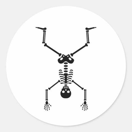 Funny skull doing handstand runder aufkleber (Vorderseite)