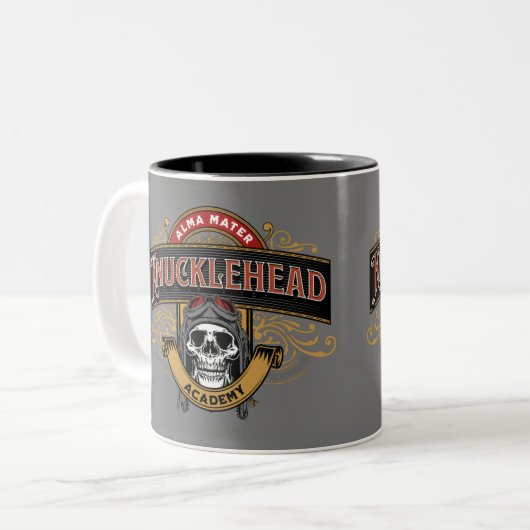 Funny Skull Knucklehead Academy Zweifarbige Tasse (Vorderseite Links)