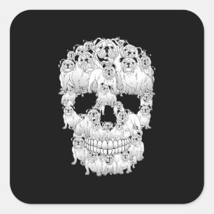 Funny Skull Kostüme Männer Frauen Bulldog Lover Quadratischer Aufkleber