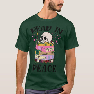 Funny Skull las Peace Mystical Reading Book Lo T-Shirt