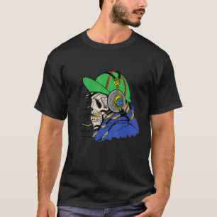 Funny Skull mit Kopfhörer Musik Vintag Retro St T-Shirt