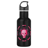 Funny Skull Pink Halloween Whimsigoth Edelstahlflasche (Vorderseite)