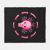 Funny Skull Pink Halloween Whimsigoth Fleecedecke (Vorderseite (Horizontal))