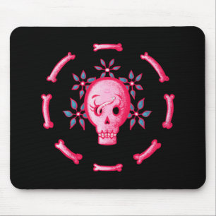 Funny Skull Pink Halloween Whimsigoth Mousepad
