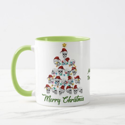 Funny Skull Spooky Vibes Frohe Weihnachtsbaum Tasse (Links)