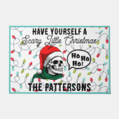 Funny Skull Tragen eine Weihnachtsmannmütze Gothic Fußmatte (Vorderseite)