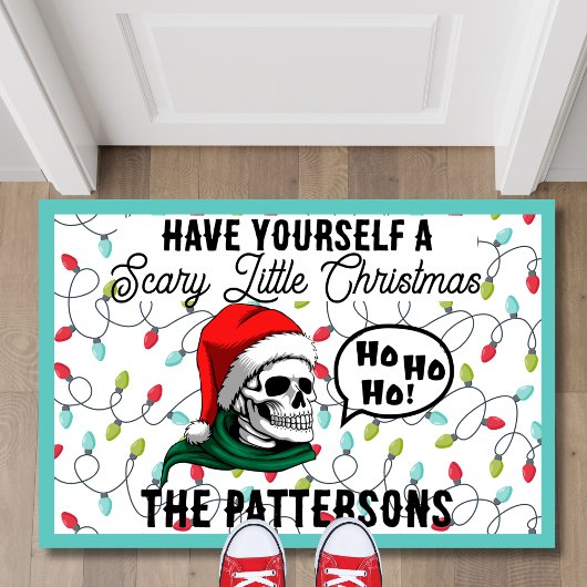 Funny Skull Tragen eine Weihnachtsmannmütze Gothic Fußmatte