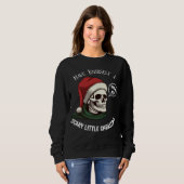 Funny Skull Tragen Weihnachtsmannmütze Ho Ho Ho We Sweatshirt (Vorne ganz)