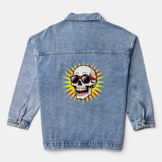 **Funny Skull With Sunglasses – Cartoon Laughing S Jeansjacke (Rückseite)