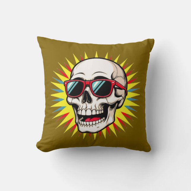 **Funny Skull With Sunglasses – Cartoon Laughing S Kissen (Vorderseite)