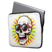 **Funny Skull With Sunglasses – Cartoon Laughing S Laptopschutzhülle (Vorderseite Links)