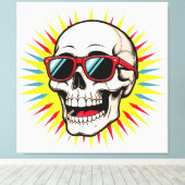 **Funny Skull With Sunglasses – Cartoon Laughing S Leinwanddruck (Insitu (Holzboden))