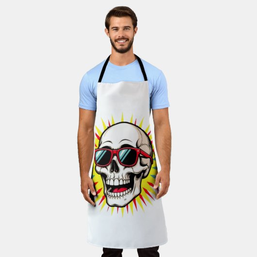**Funny Skull With Sunglasses – Cartoon Laughing S Schürze (Getragen)