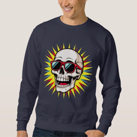 **Funny Skull With Sunglasses – Cartoon Laughing S Sweatshirt (Vorderseite)