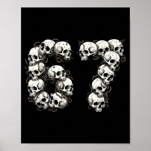 Funny Skulls 6 7 Meme Six Seven Love Halloween  Poster (Vorne)