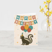 Funny Skunk Birthday Card - Balloons & Party Hat Karte (Gelbe Blume)