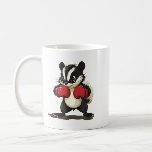 Funny Skunk Kostüm mit Boxhandschuhen für Jungen u Kaffeetasse (Links)