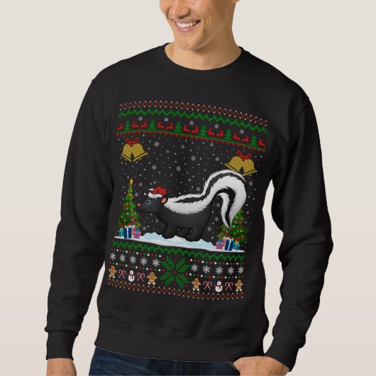 Funny Skunks Xmas Geschenk Weihnachtsmannmütze Ugl Sweatshirt (Vorderseite)