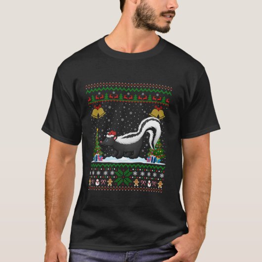 Funny Skunks Xmas Geschenk Weihnachtsmannmütze Ugl T-Shirt (Vorderseite)