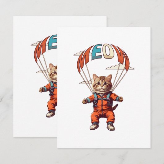 Funny Skydiving Cat Begleitkarte (Vorne/Hinten)