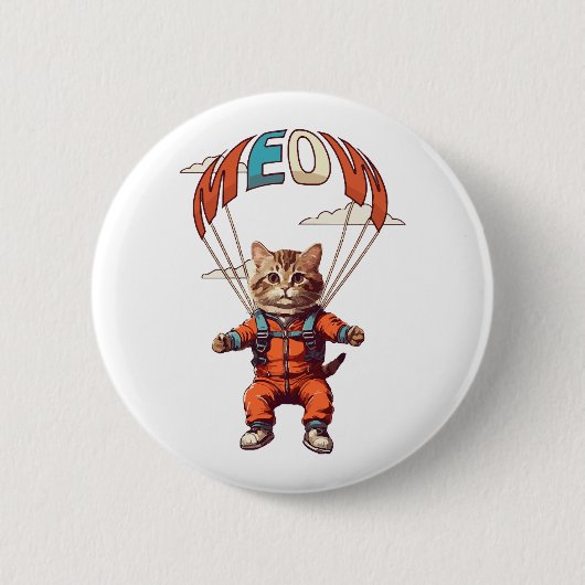 Funny Skydiving Cat Button (Vorderseite)