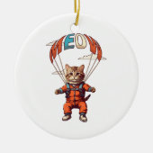 Funny Skydiving Cat Keramik Ornament (Vorne)