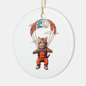 Funny Skydiving Cat Keramik Ornament (Links)
