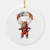 Funny Skydiving Cat Keramik Ornament (Hinten)