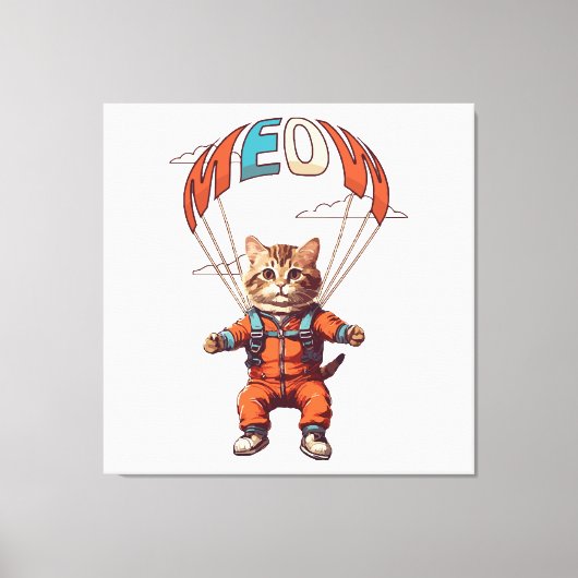 Funny Skydiving Cat Leinwanddruck (Vorderseite)