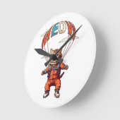 Funny Skydiving Cat Runde Wanduhr (Winkel)