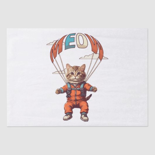 Funny Skydiving Cat Seidenpapier (Vorderseite)