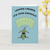 Funny Skydiving Lizard Custom Message Birthday Karte (Gelbe Blume)