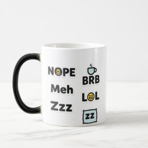 Funny Slang Tasse - Nope, Meh, BRB, LOL, Zzz