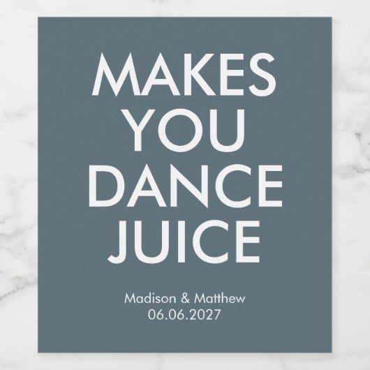 Funny Slate Gray Dance Juice Party Wedding Weinetikett (Einzelnes Label)