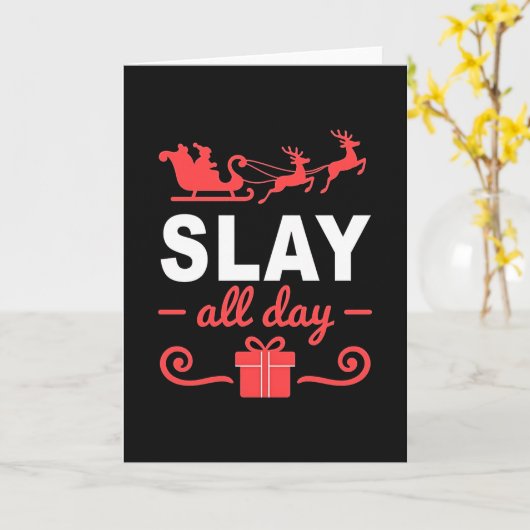 Funny Slay All Day Christmas Card Santa Sleigh Mem Karte (Gelbe Blume)