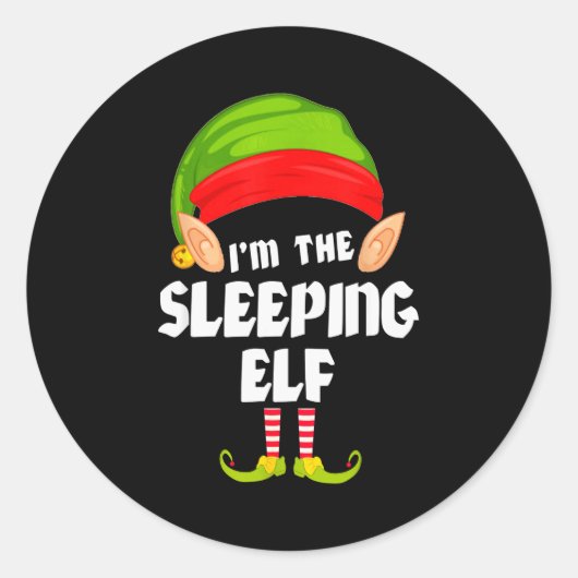Funny Sleeng Elf Matching Family Group Pj Christma Runder Aufkleber (Vorderseite)