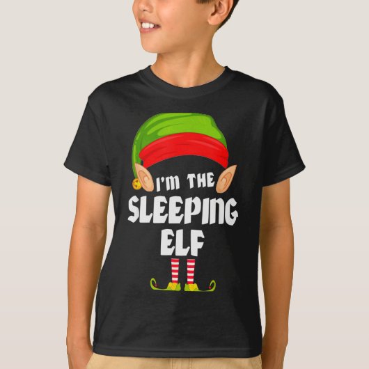 Funny Sleeng Elf Matching Family Group Pj Christma T-Shirt (Vorderseite)