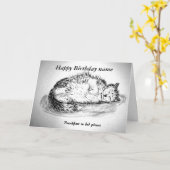 Funny sleepe Katze anpassbar vorne innen Karte (Gelbe Blume)