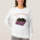 Funny Sleeping Black Cat Long Sleeve Feed Me Shirt (Vorderseite)