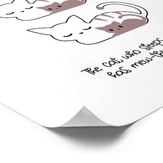 Funny Sleeping Cat Pub und Art II Poster (Ecke)