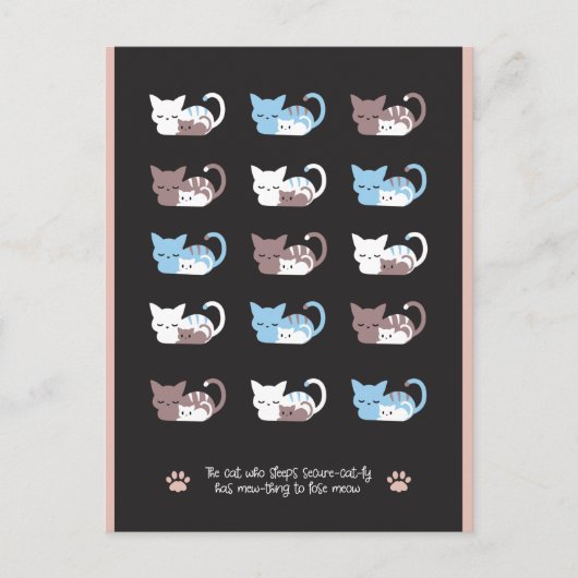 Funny sleeping cat quotes II postcard Postkarte (Vorderseite)