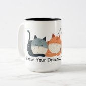 Funny Sleeping Cats hinterfragen Ihre Träume Kunst Zweifarbige Tasse (Vorderseite Links)