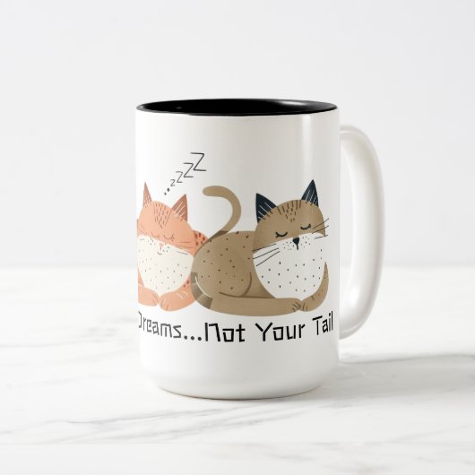 Funny Sleeping Cats hinterfragen Ihre Träume Kunst Zweifarbige Tasse (VorderseiteRechts)