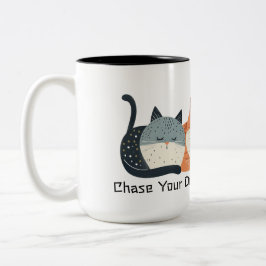 Funny Sleeping Cats hinterfragen Ihre Träume Kunst Zweifarbige Tasse